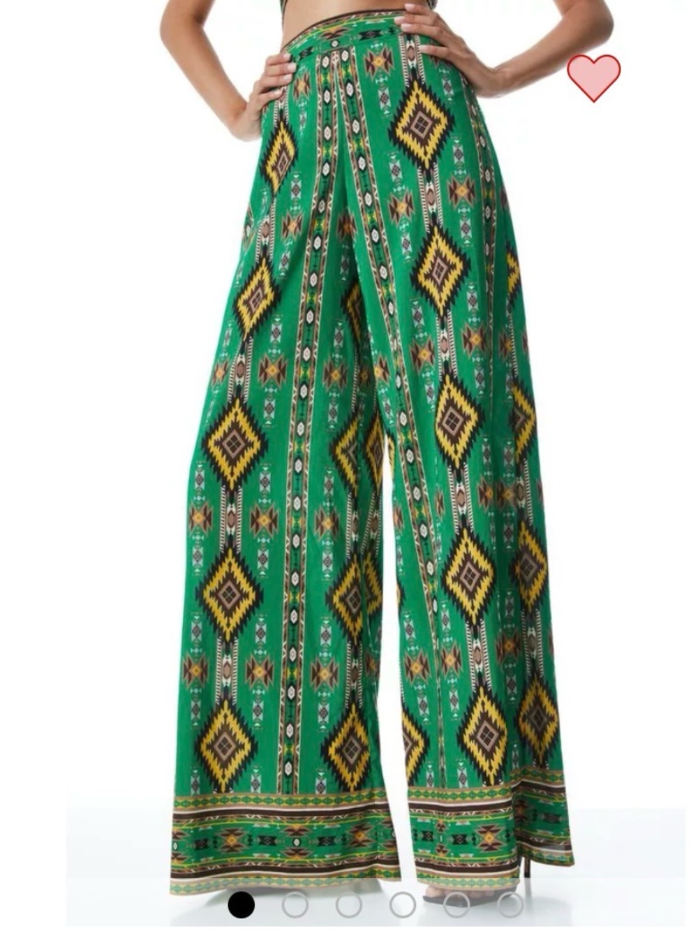 Alice + Olivia Green Aztec Print Athena Wide Leg Pant - Picture 2 of 10